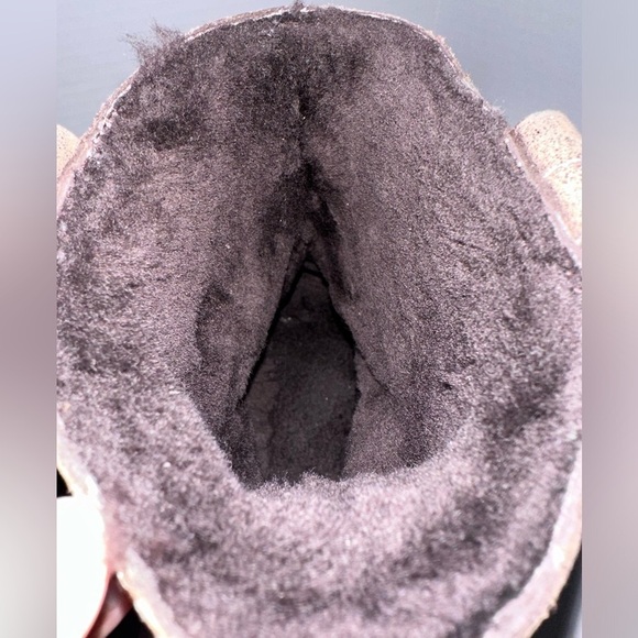 Tory Burch Wayland Ankle Boots Metallic Pewter Leather Lamb Shearling 10 M - Picture 6 of 6